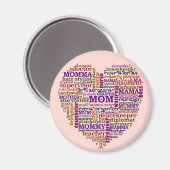 Cute Mam Moederdag Word Art Heart Magneet (Voorkant / Achterkant)