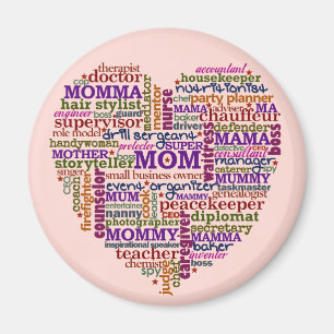 Cute Mam Moederdag Word Art Heart Magneet