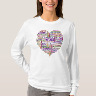 Cute Mam Moederdag Word Art Heart T-shirt