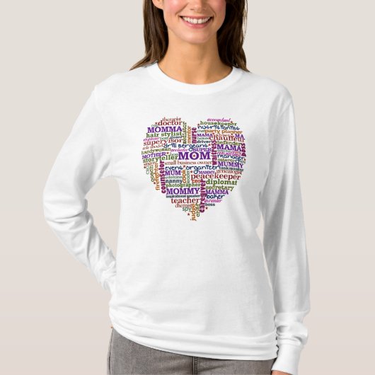 Cute Mam Moederdag Word Art Heart T-shirt (Voorkant)