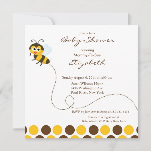 CUTE Mam to Bee Baby shower Invitation Kaart (Voorkant)