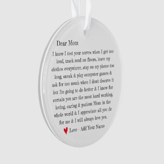 Cute mam Typography Letter Personalized Ornament (voorkant)