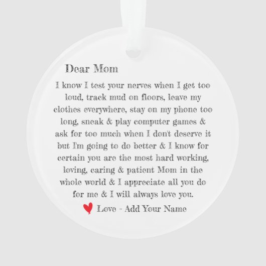 Cute mam Typography Letter Personalized Ornament (achterkant)