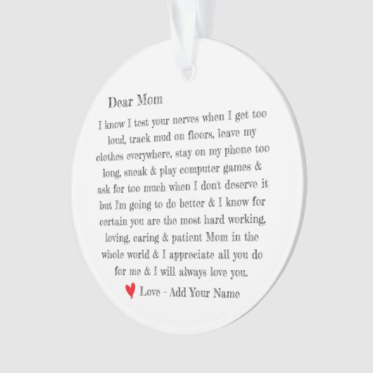 Cute mam Typography Letter Personalized Ornament (voorkant)