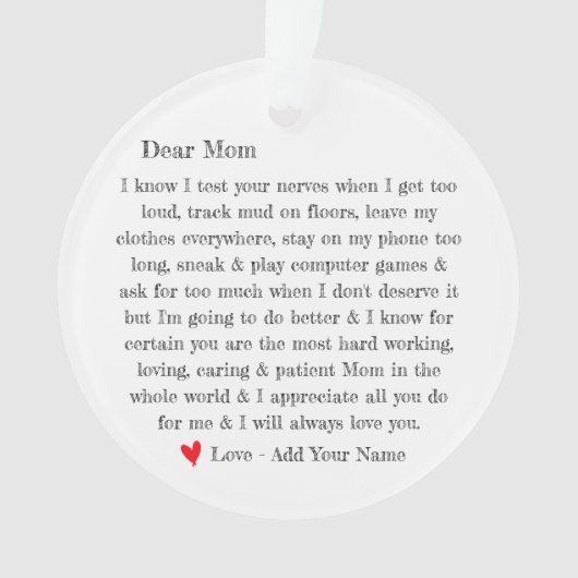 Cute mam Typography Letter Personalized Ornament (voorkant)