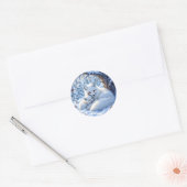 Cute Mama and Baby White Foxes in the Snow Ronde Sticker (Envelop)