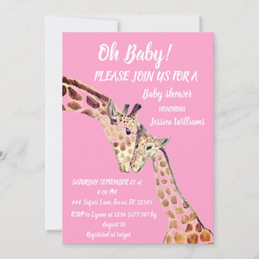 Cute Mama Baby Girl Giraffe Safari Boho Animals Kaart (Voorkant)