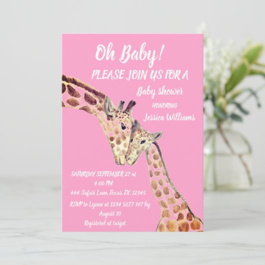 Cute Mama Baby Girl Giraffe Safari Boho Animals Kaart (Staand voorkant)