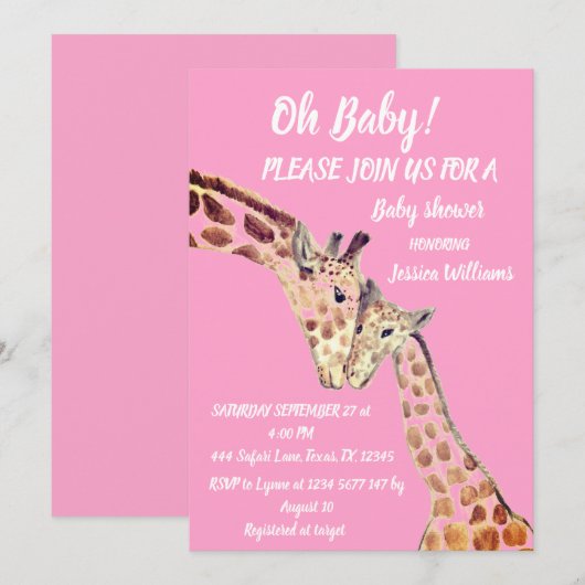 Cute Mama Baby Girl Giraffe Safari Boho Animals Kaart (Voorkant / Achterkant)