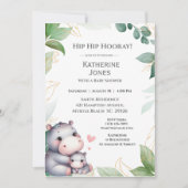 Cute mama Baby Hippo Greeney Baby shower Kaart (Voorkant)