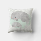 Cute Mama & Baby Manatee Waves Nursery Pillow Kussen (Achterkant)