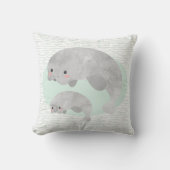 Cute Mama & Baby Manatee Waves Nursery Pillow Kussen (Voorkant)