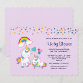 Cute Mama & Baby Unicorn Magical Baby shower Kaart (Voorkant / Achterkant)
