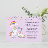 Cute Mama & Baby Unicorn Magical Baby shower Kaart (Staand voorkant)