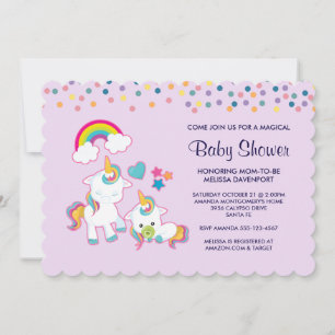 Cute Mama & Baby Unicorn Magical Baby shower Kaart