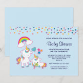 Cute Mama & Baby Unicorn Magical Baby shower Kaart (Voorkant / Achterkant)