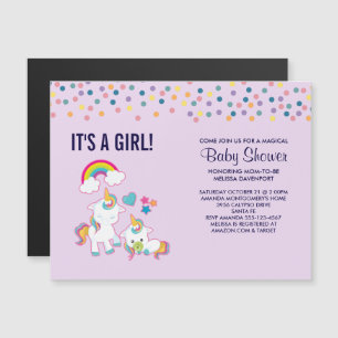 Cute Mama & Baby Unicorn Magical Baby shower Magnetische Uitnodiging