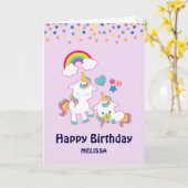 Cute Mama & Baby Unicorn Magical Birthday Kaart (Gele Bloem)