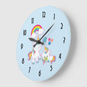 Cute Mama & Baby Unicorn Magical Illustration Grote Klok (Hoek)