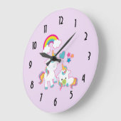 Cute Mama & Baby Unicorn Magical Illustration Grote Klok (Hoek)