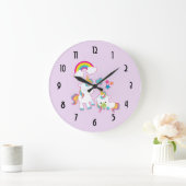 Cute Mama & Baby Unicorn Magical Illustration Grote Klok (Huis)