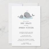 Cute Mama & Baby Whales Blue Chevron Baby shower Kaart (Voorkant)