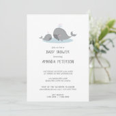 Cute Mama & Baby Whales Blue Chevron Baby shower Kaart (Staand voorkant)