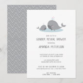 Cute Mama & Baby Whales Blue Chevron Gender onthul Kaart (Voorkant / Achterkant)