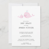 Cute Mama & Baby Whales Pink Chevron Baby shower Kaart (Voorkant)