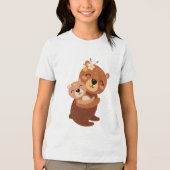 Cute Mama Bear Hugging Baby Cub Illustration Tri-Blend Shirt (Voorkant)