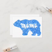 Cute Mama-beer blauw glinsterend ontwerp voor haar Kaart (Voorkant / Achterkant in situ)