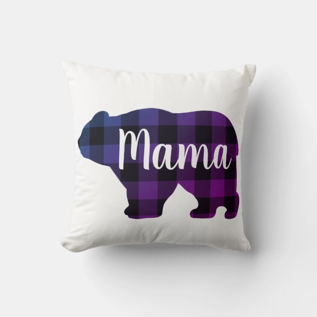 Cute Mama beer - blauw paars roze pleister Kussen (Voorkant)