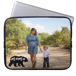 Cute Mama Beer Silhouette met persoonlijke foto Laptop Sleeve