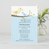 Cute Mama Bird & Baby Boy Baby shower Kaart (Staand voorkant)