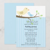Cute Mama Bird & Baby Boy Baby shower Kaart (Voorkant / Achterkant)