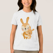 Cute Mama Bunny Hugging Baby Bunny Illustration Tri-Blend Shirt (Voorkant)