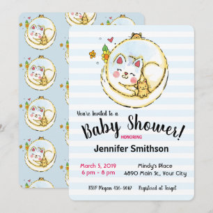 Cute Mama Cat en Kittens Baby Shower Invitations Kaart