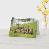 Cute Mama Duck en Ducklings Bible Verse Kaart (Gele Bloem)