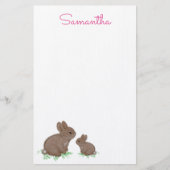 Cute Mama en Baby Bunny in Clover Briefpapier (Voorkant)