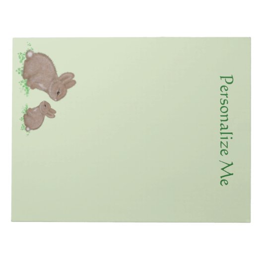 Cute Mama en Baby Bunny in Clover Notitieblok (Voorkant)