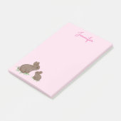 Cute Mama en Baby Bunny in Clover Pink Post-it® Notes (Schuin)