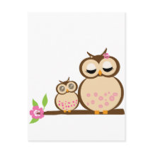 Cute mama en baby owl