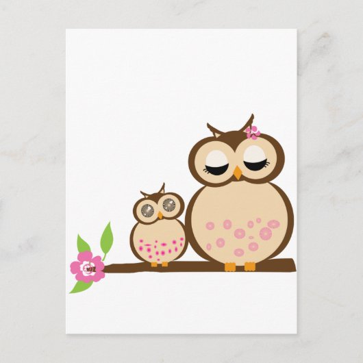 Cute mama en baby owl briefkaart (Voorkant)