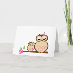Cute mama en baby owl kaart