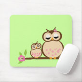 Cute mama en baby owl muismat (Met muis)