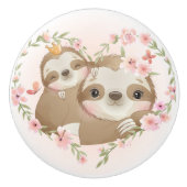 Cute Mama en Baby Sloth Ceramic Knob Keramische Knop (Voorkant)