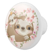 Cute Mama en Baby Sloth Ceramic Knob Keramische Knop (Rechts)