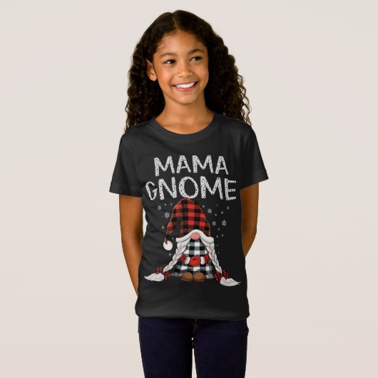Cute Mama Gnomes check red Plaid pattern Christmas T-shirt (Voorkant volledig)