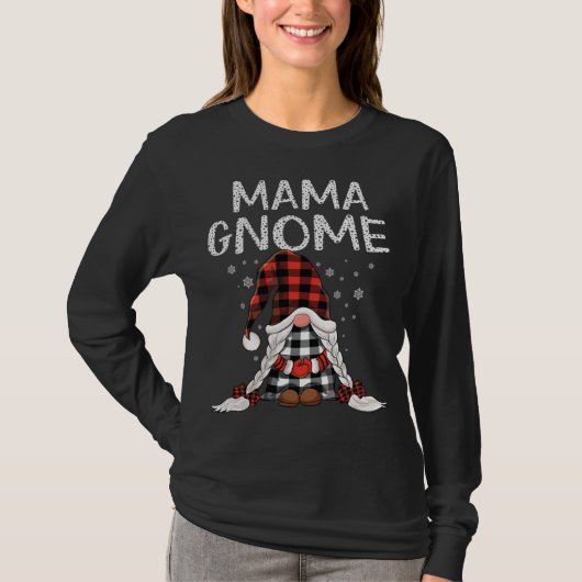 Cute Mama Gnomes check red Plaid pattern Christmas T-shirt (Voorkant)