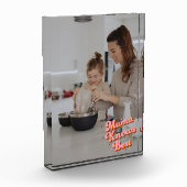 Cute Mama kent beste roze bruine retro Lettering Fotoblokken (Links)